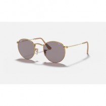 Ray Ban Round Washed Evolve RB3447 Sunglasses Photochromic Evolve Gold Frame Grey Photochromic Evolve Lens