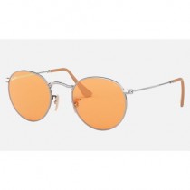Ray Ban Round Washed Evolve RB3447 Sunglasses Photochromic Evolve Silver Frame Orange Photochromic Evolve Lens